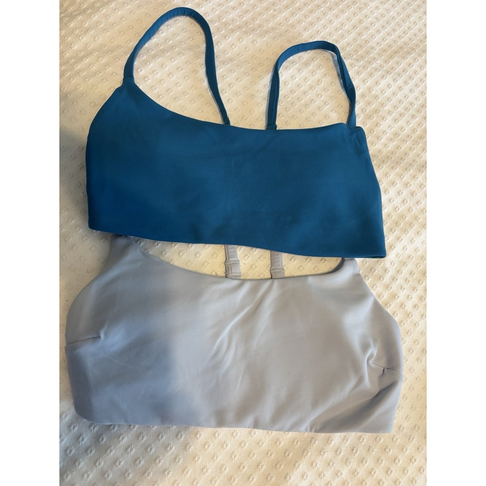 Lululemon Blue Light Gray Pullover Wireless Sports Bra S Women Solid Logo